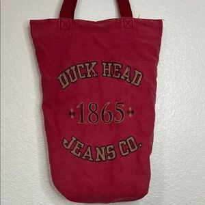 Duck Head Jeans Co Red Canvas Tote Bag  Faded look